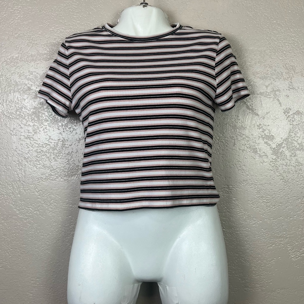 5 for $30 H&M Divided‎ women short sleeve multicolor striped crop top size XL